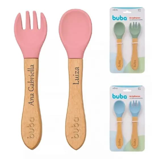 Kit talheres Garfo e Colher Buba personalizado