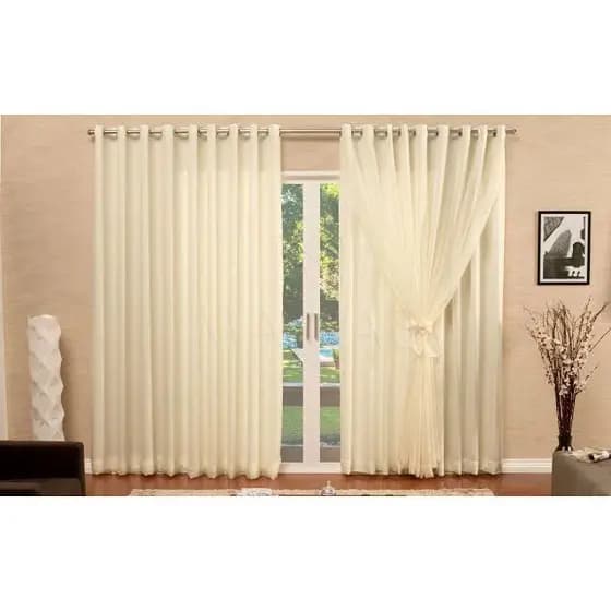 Cortina 6,00 X 2,50 Para Quarto E Sala Voil Com Forro Microfibra