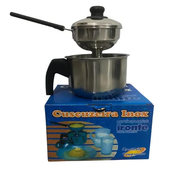 Panela Cuscuzeira Inox Fogão de Indução Porção Individual Nordestino Cuscuzeiro de Caminhoneiro Peito de Moça Ironte