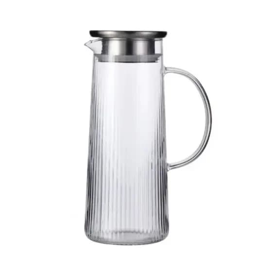 Jarra De Vidro Borossilicato 1.4L Transparente Com Tampa Inox