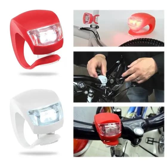 Kit 2 Farol Lanterna Led Traseira Dianteira Pisca para Bike c/ Capa de Silicone Luz de Segurança