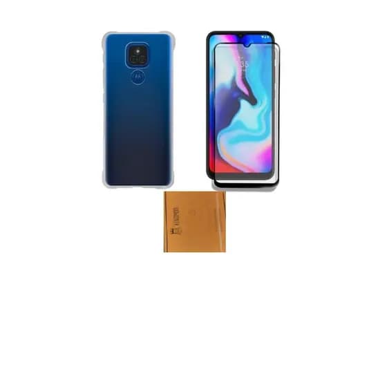 Kit para Moto E7 PLUS Capa com borda protetora, Película vidro 3D tela, película vidro para câmera.