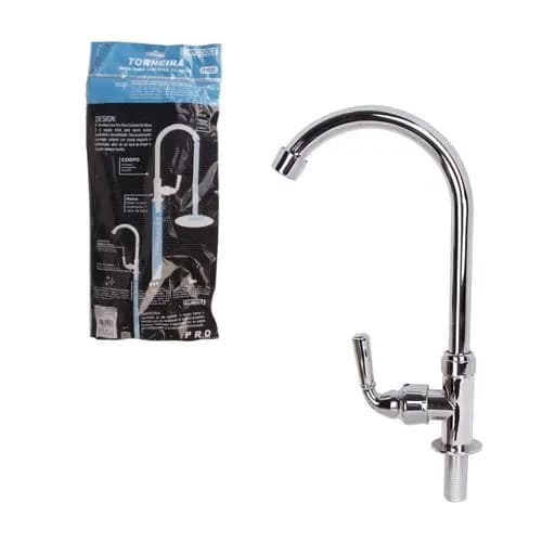 Torneira Cozinha Mesa Inox Alta Resistencia Bica Movel Acabamento Escovado Moderna
