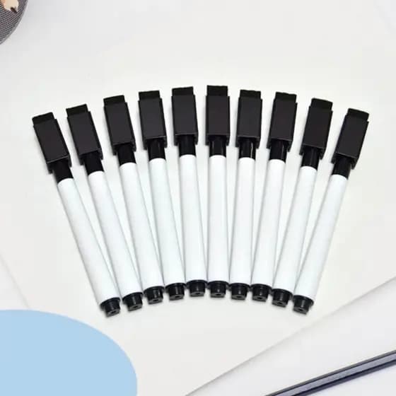 5 Canetas Para Quadro Branco Com Apagador E Imã - Caneta Pra Lousa - Tinta Preta Ou Tinta Colorida