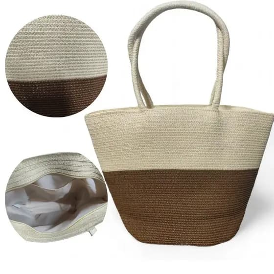 Bolsa Feminina de Palha Premium para Praia e Piscina