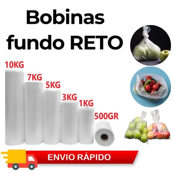 Bobina Plástica Picotada 500 Sacos Fundo Reto para Alimentos | Freezer e Micro-ondas