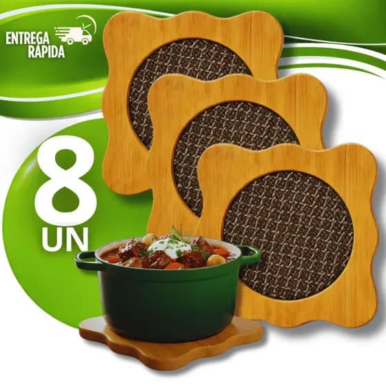 Jogo 08 Descanso de Panela 14.5CM Apoio Panela Quente Proteção Mesa Cozinha Alta Temperatura