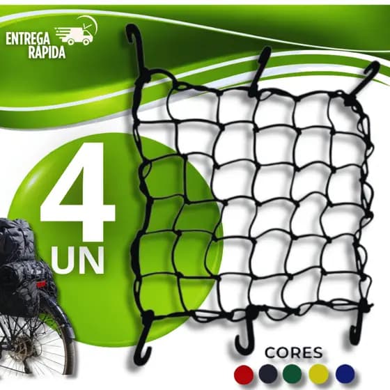 Jogo Rede Elástica Aranha Moto Bagageiro Capacete para Moto 30x30cm 6 Gancho Cores Sortidas Redes