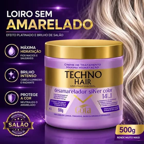 Máscara Matizante Techno Hair Gota Dourada 500g
