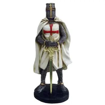 Guerreiro Templário Médio com Espada Boneco Medieval Resina