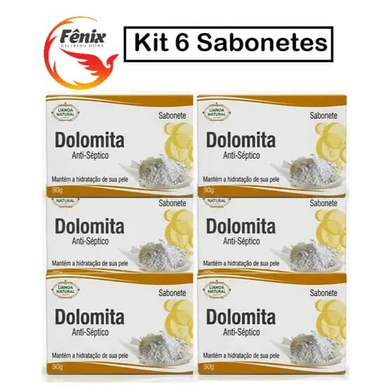 Kit 6 Sabonetes Dolomita Em Barra 90g - Limpeza Esfoliante Clareamento Hidratante Lifting - Natural