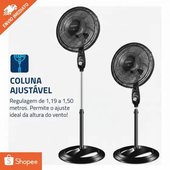 Ventilador Coluna 40cm Super Power Mondial 140W VSP-40C-NB - 127v