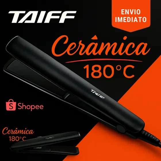 Taiff Prancha Alisadora Cerâmica Bivolt Profissional. Chapinha Liso Perfeito 180ºC e Sem Frizz.