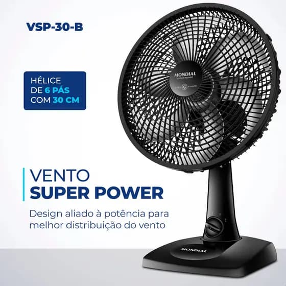 Ventilador Mondial 30cm Preto 127v Turbo Potente Venta Forte