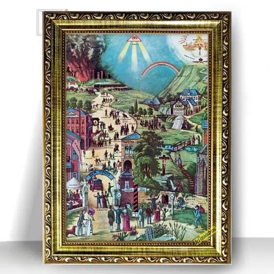 Quadro Moldura Trabalhada Os Dois Caminhos Biblia 47x35cm