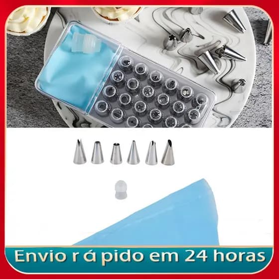Vistreck 6 peças de utensílios de cozinha DIY Conjunto de saco de confeitar creme com bicos de aço inoxidável e pontas