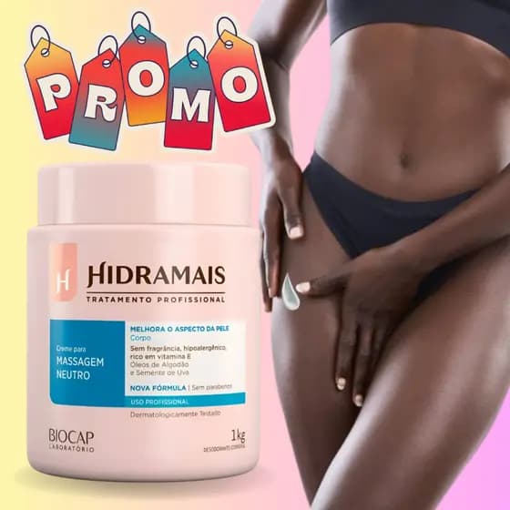 ENVIO IMEDIATO Creme Para Massagem Neutro 1kg Hidramais Produto 100% Original PROMOÇÃO