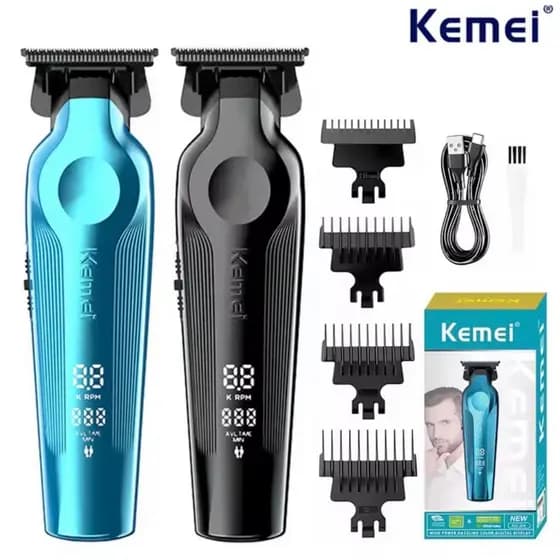 Máquina de Cortar Cabelo Acabamento Kemei KM-264 Original Barbeador Recarregável Sem fio - Bivolt