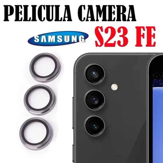 KIT(3pcs)Película De Câmera P/ Galaxy S23 FE Protetor De Lente Com Anel De Metal Vidro Temperado