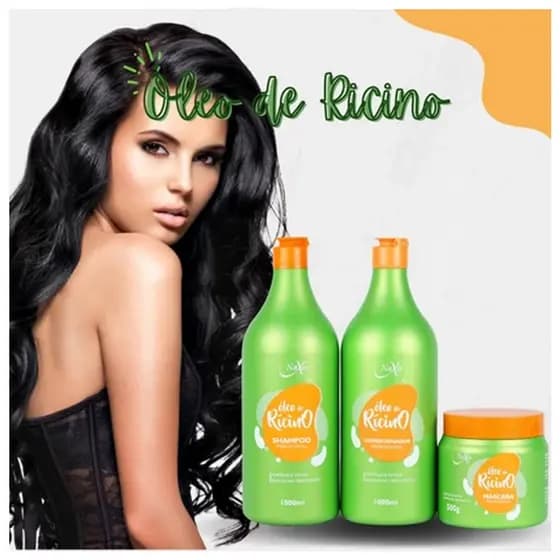 Kit Capilar Óleo Rícino Shampoo 1 Litro, Condicionador 1 Litro E Máscara 500g