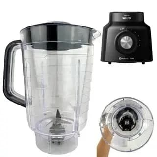 Copo De Liquidificador Walita Philips Pro Blend 6 Ri 2134/2135 700/800W Cristal – Tampa Preta