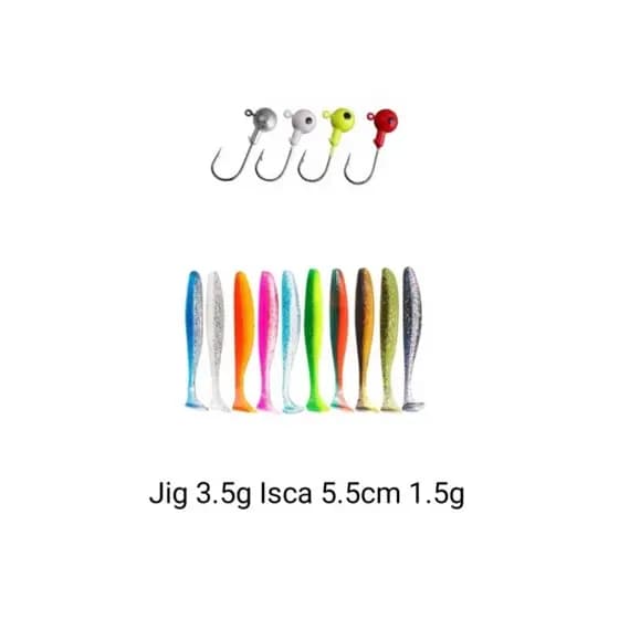 Kit Isca Artificial Soft + Jig Ultra Light 14 Unidades