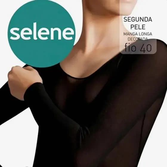 Segunda Pele Selene Fio 40 Feminina Manga Longa Sem Costura Blusa Térmica Poliamida Nude Preta Original Gola Redonda Top