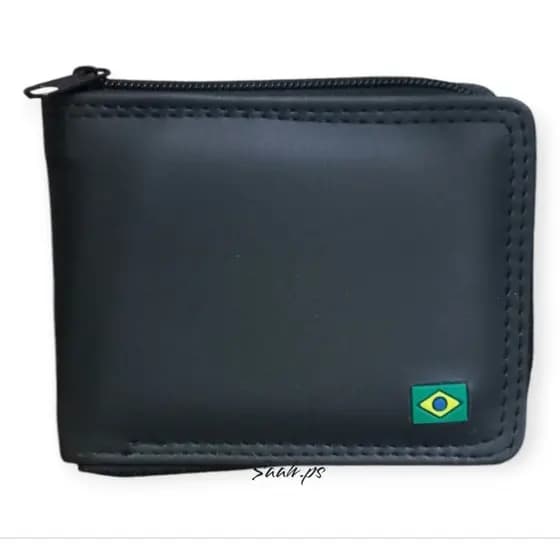 Carteira Masculina grande porta cartão Couro ecológico, Grande Com Fecho De Zíper
