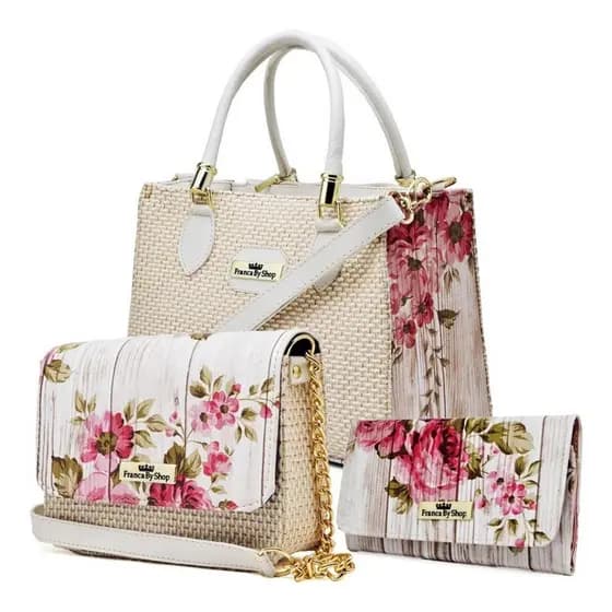 Kit 2 Bolsas Feminina Modelo Bau e Baladinha Transversais + Carteira