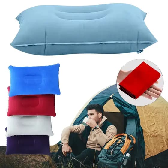 Travesseiro Almofada Inflável de Encher Para Viagem Avião Ônibus Barraca de Camping Acampamento Trilha Tenda Passeio