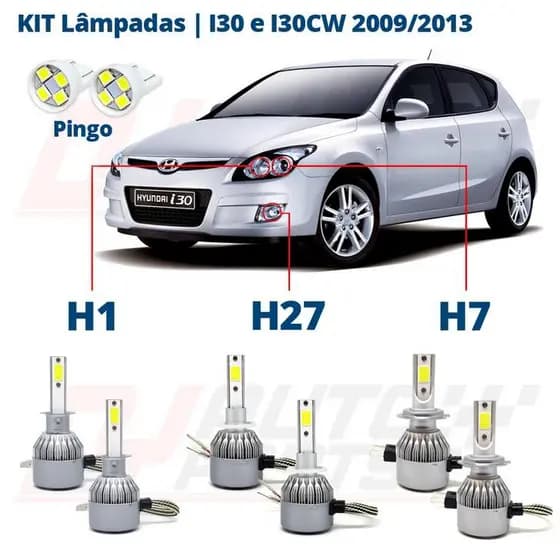 Conjunto de Lâmpadas I30 e I30 CW 2009 2010 2011 2012 2013 Super Led C6 Xenon 6000k 7200 Lumens