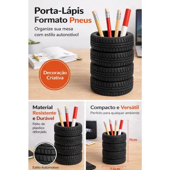 Porta Caneta Porta Lápis Formato Pneu Carro Organizador de Mesa Criativo Decoração Automotiva Escritório