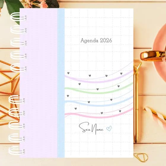 Agenda Personalizada 2026 Floral Candy Nome na Capa Planner Bloquinho