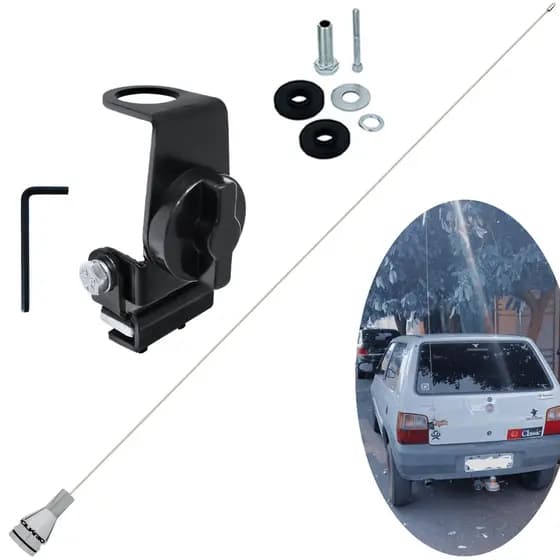 Antena Inox Enfeite Decorativa 1,50m Porta Malas Capu Capo Parafuso Anti-Furto