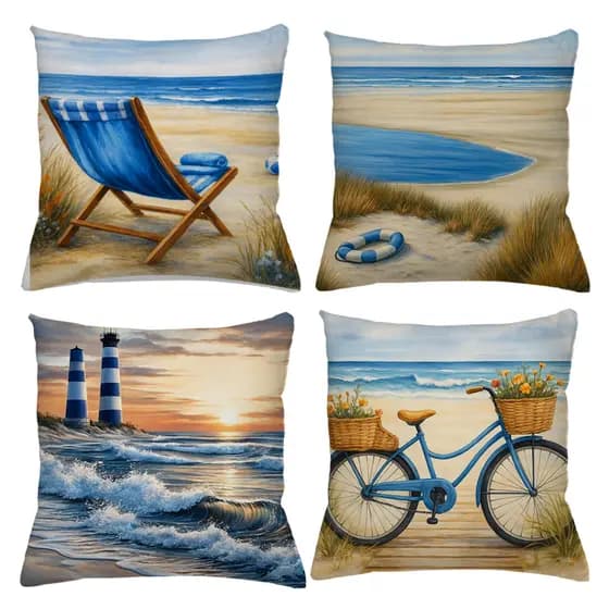 KIT 4 CAPAS DE ALMOFADAS PRAIA MAR TAMANHO 45X45