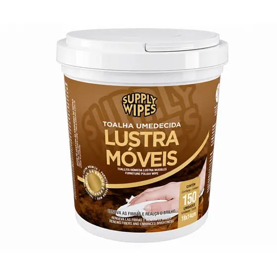 Toalha Umedecida Lustra Móveis Supply Wipes 150 Unidades