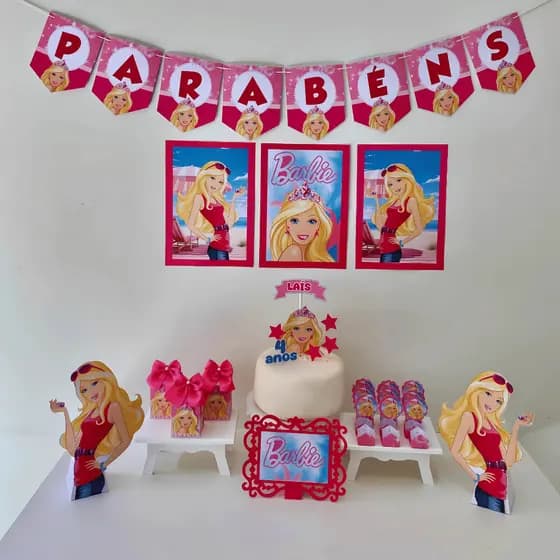 ENVIO RÁPIDO | Kit Festa BARBIE Personalizado – Só Um Bolinho | Mesversário | Aniversário | Lembrancinhas
