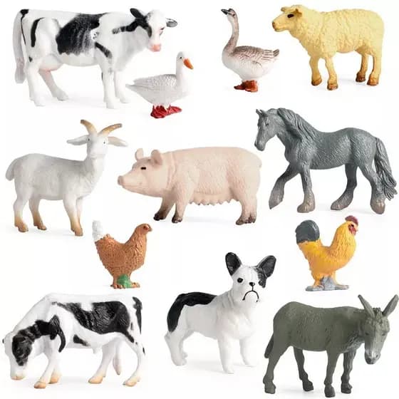 Kit 10 Animais Da Fazenda Safari Zoológico Pequenos De Borracha Envio Rápido