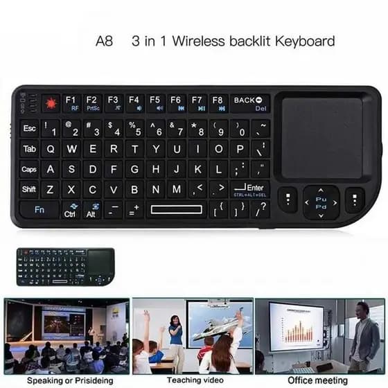 Teclado Sem Fio Com Touchpad 2.4G 7 Cores Retroiluminado 3 Em 1 Mini Multimídia Portátil Para Android TV Box PC