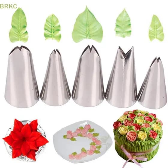 BRKC Conjunto De 5 Peças De Bicos De Folhas , Pontas De Pastelaria De Confeiteiro Inoxidável Para Decoração De Bolo