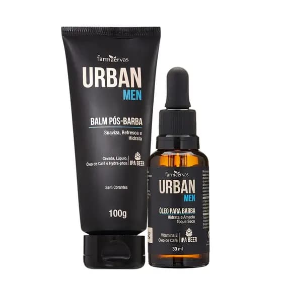 Kit Balm Pós Barba e Óleo Hidratante para Barba IPA Beer Urban Men Farmaervas