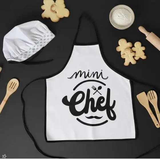 Avental Infantil com Touca Mini Chef de Cozinha