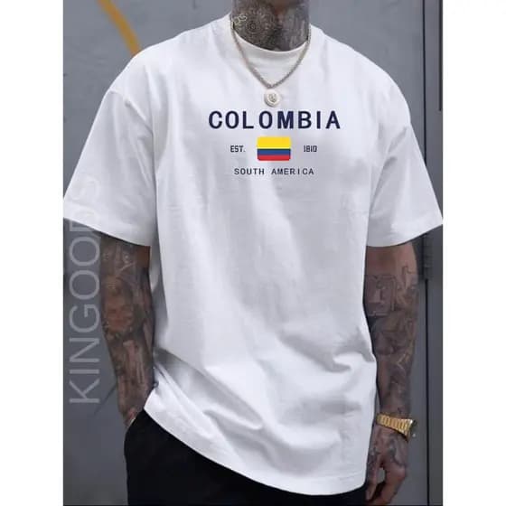 Camiseta Masculina COLOMBIA Camisa 100% algodão