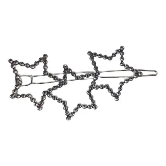 Presilha De Cabelo Com Estrelas Constelação E Strass Brilho Grampo Delicado Prata Clipe Lateral Feminino Ótimo Penteados