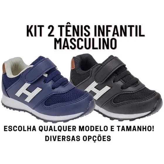 Kit 2 tenis infantil masculinos sapatos de meninos tenis infantil masculino.