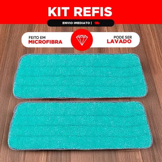 KIT Refil Para Mop Spray Universal Pano Microfibra Reutilizável Almofada Esfregão