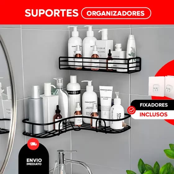 Kit Suporte Organizador de Canto e Reto Porta Shampoo Para Banheiro e Cozinha A Prova D'água