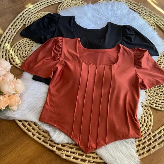 Blusa cropped feminino plus size GG suplex 46 a 50 bico