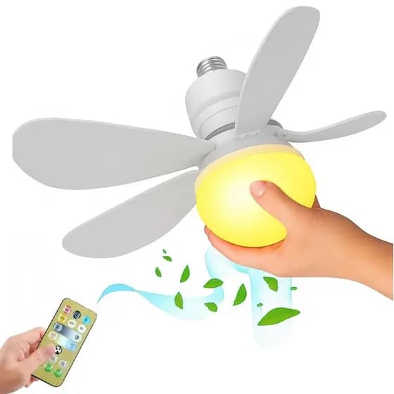 Ventilador de Teto 40W C/ Luzes Integradas Ventila e Ilumina C/ Controle E27 Led Bivolt 3 Modos de Luz