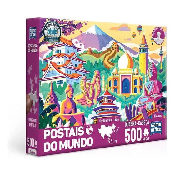 Quebra Cabeça Nano Postais Mundo Continentes Ásia 500 Pçs